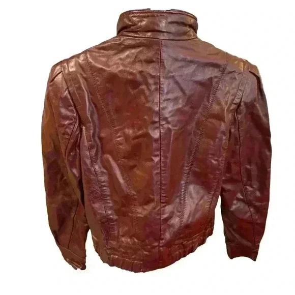 ‼️SOLD‼️ VINTAGE High Sierra Oxblood Genuine Leather Bomber Jacket Size 11-12 - Picture 5 of 10